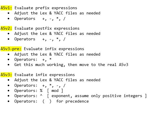 lex and yacc program for infix to prefix