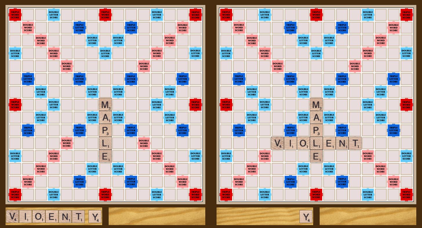 scrabble rules two double word squares